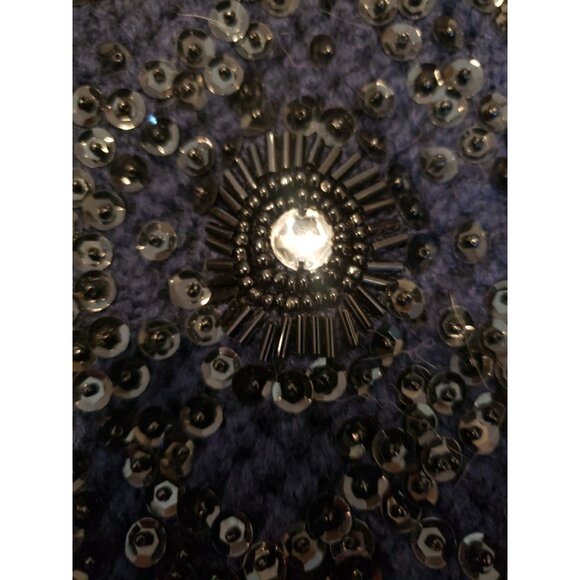 Vintage M M Kriza Beaded Jacket Cardigan Sweater Sequins Navy 100% Wool Size S - Picture 6 of 16